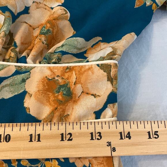 June & Hudson Teal Floral Button Front Midi Dress Size Medium - Picture 7 of 9